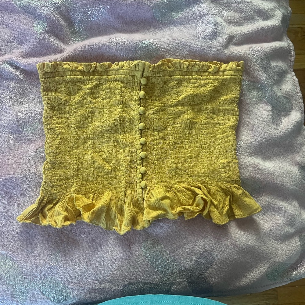 American Eagle Outfitters Yellow Smocked Top
